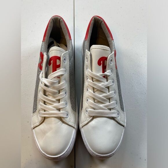 NWOB MLB Women’s Philadelphia Phillies Logo Glitter Sneakers Tennis Shoes Size 8 - Picture 5 of 10
